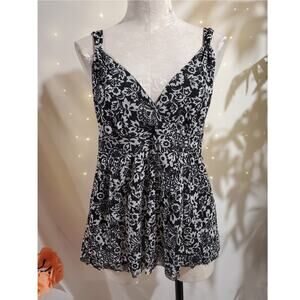 Vtg Y2K New York & Co Mesh Sheer Smocked Babydoll Tank Size L Grunge Whimsigoth